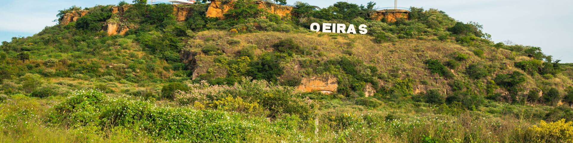 A view of Oeiras' sign at a mountain/viewpoint - Piaui state, Brazil - Sertao landscape