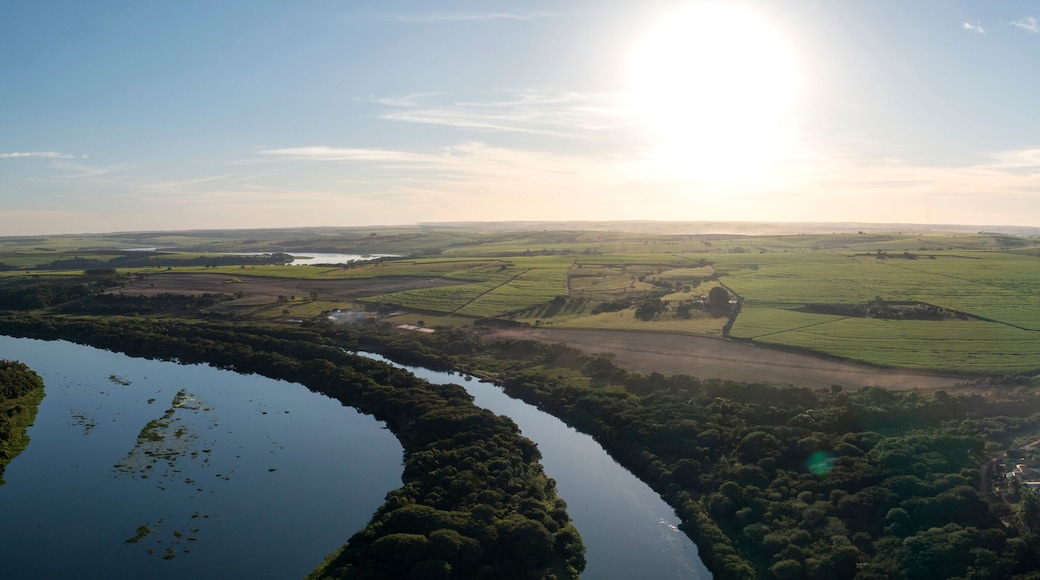 panoramic view of a stretch of the Tiete-Parana Waterway, in Bariri, Sao Paulo