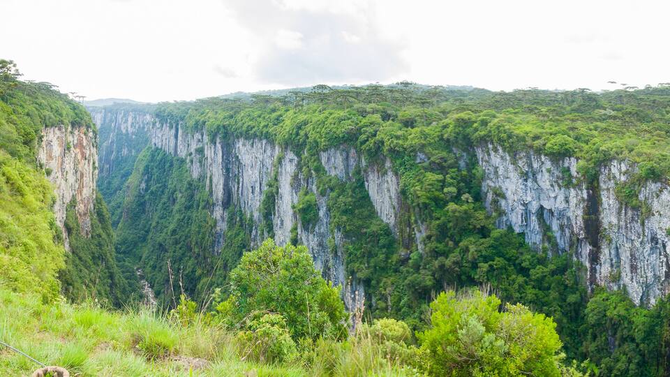 Beautiful landscape of Itaimbezinho Canyon and green rainforest, Cambara do Sul, Rio Grande do Sul, Brazil