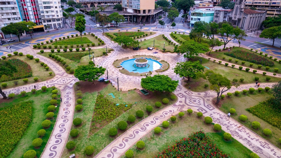 Aerial view of Raul Soares square, Belo Horizonte, Minas Gerais, Brazil. City center