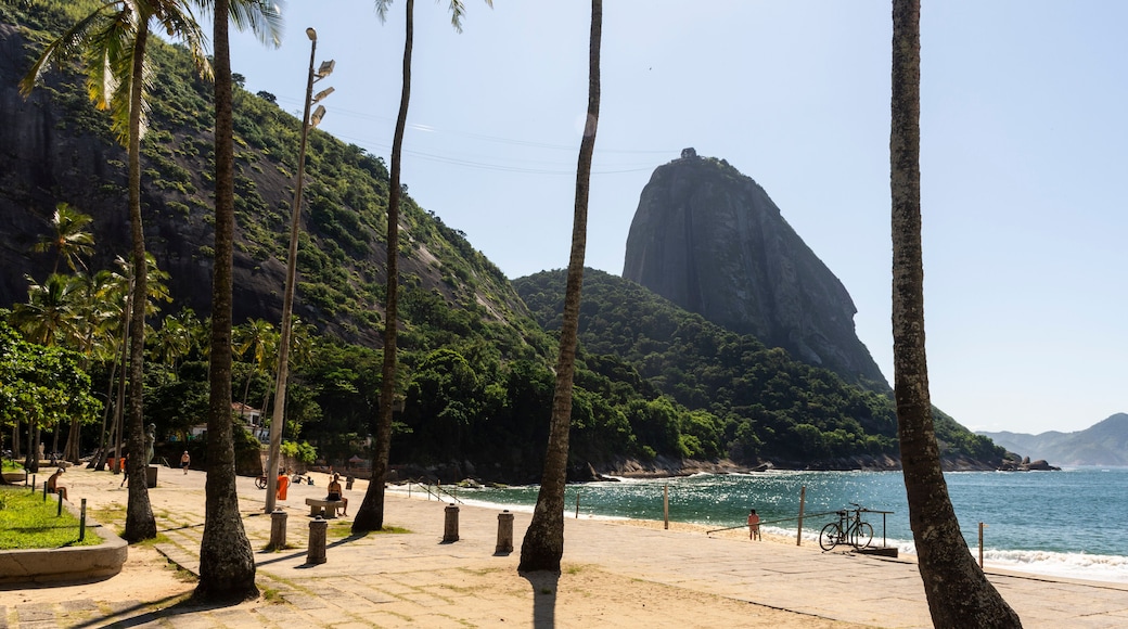 Beautiful view to Sugar Loaf Mountain from an empty beach