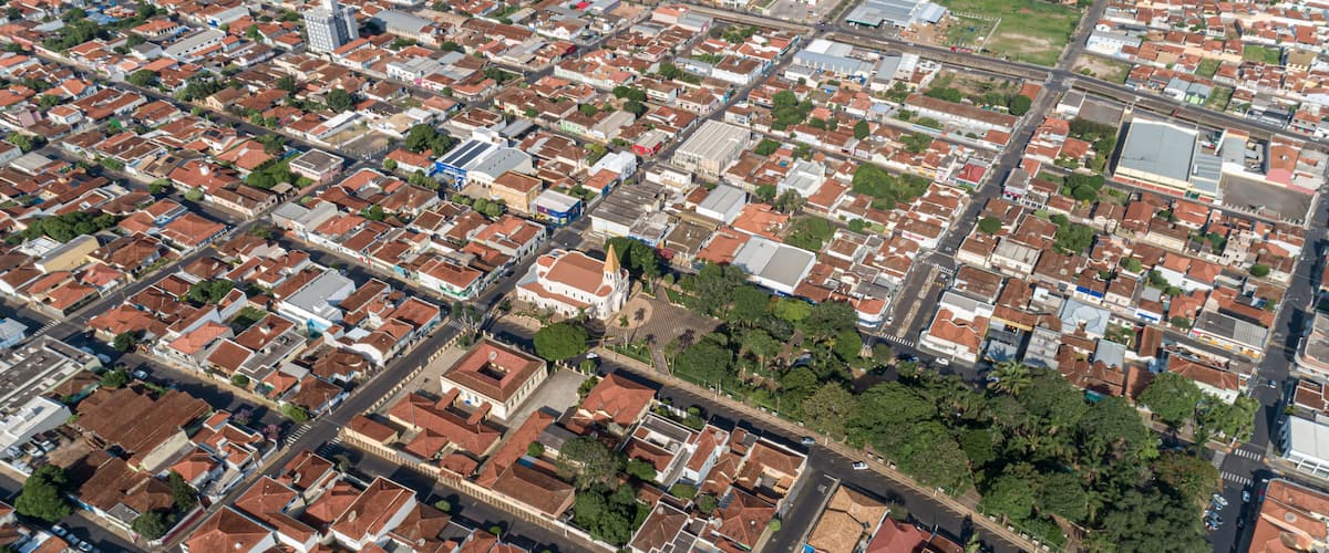 Aerial view of Cajuru city, São Paulo / Brazil.