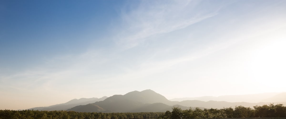 A mountain range with a clear sky.