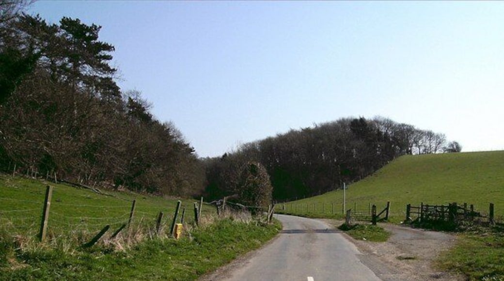 Ravendale valley west The western entrance, with the cattle grid and side road that pedestrians, cyclists and horses follow on the right.