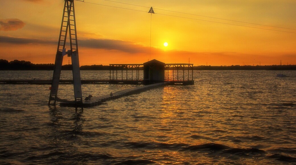 A glorious sunset at Chase Water park - a national park reserve for birds, water sport and hiking #nationalpark #hiking #landscape #England #travel #red #water #nature