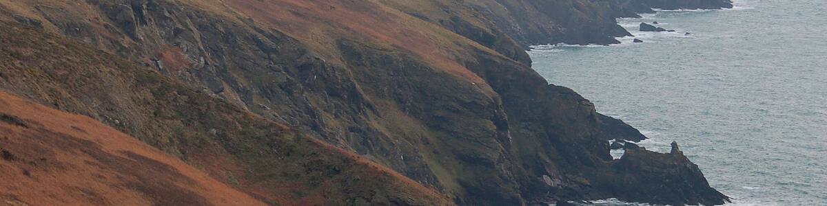 View along the cliffs from Bolberry Down, in South Devon, UK.