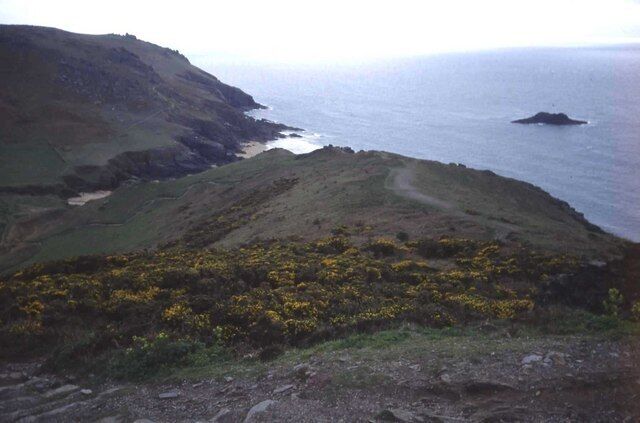 Soar Mill Cove View looking east along the coast path.