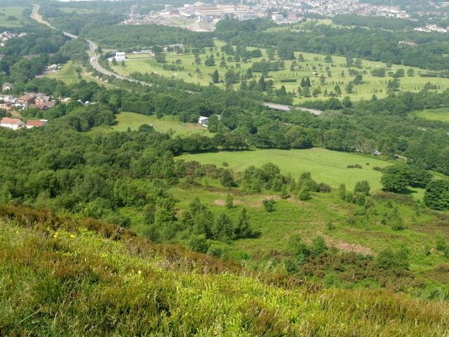 View from Graig Ola Looking towards the golf club on the other side of the River Tawe and A4067.
