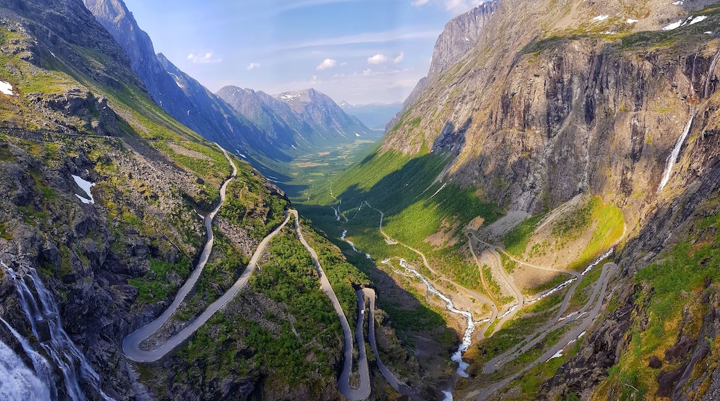 Trollstigen (The Trolls Path) is part of the National Tourist Route Trollstigen – Geiranger, a two-hour drive with spectacular views and sights that runs all the way from Trollstigen to the bottom of the famous Geirangerfjorden.
Trollstigen is Norway’s most visited tourist road, and this masterpiece in engineering in the midst of majestic natural landscape will make your drive a true joy ride.
Stunning views from this location which I visited in May 2018. #roadtrip #landscape #Norway #trollstigen #photo #travel #greatoutdoors #perspectives