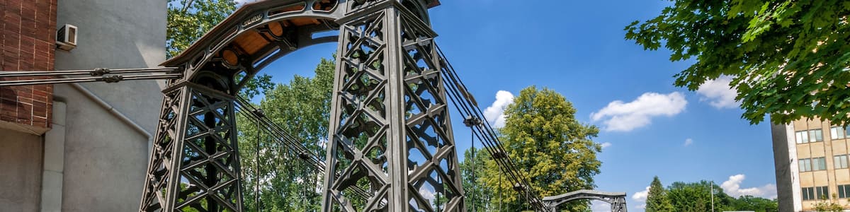 The oldest iron suspension bridge in Europe (1827). Ozimek, Opole Voivodeship, Poland.