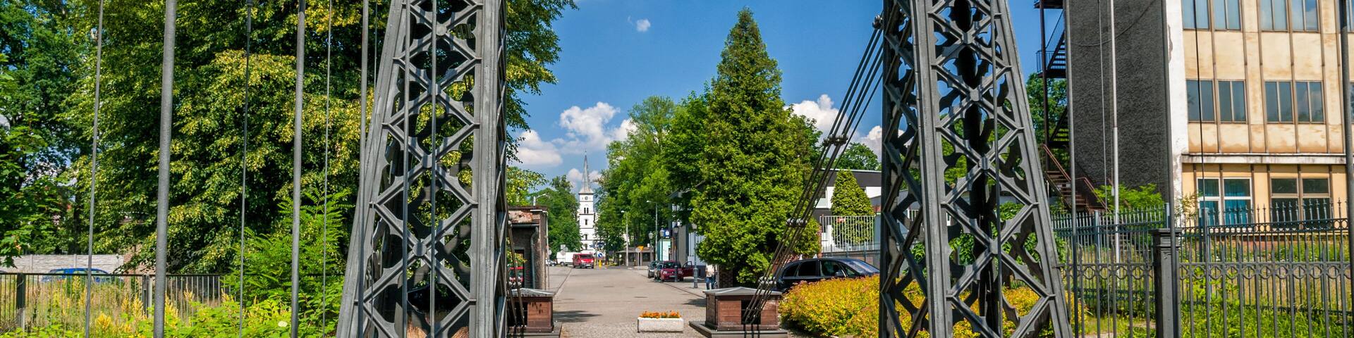 The oldest iron suspension bridge in Europe (1827). Ozimek, Opole Voivodeship, Poland.