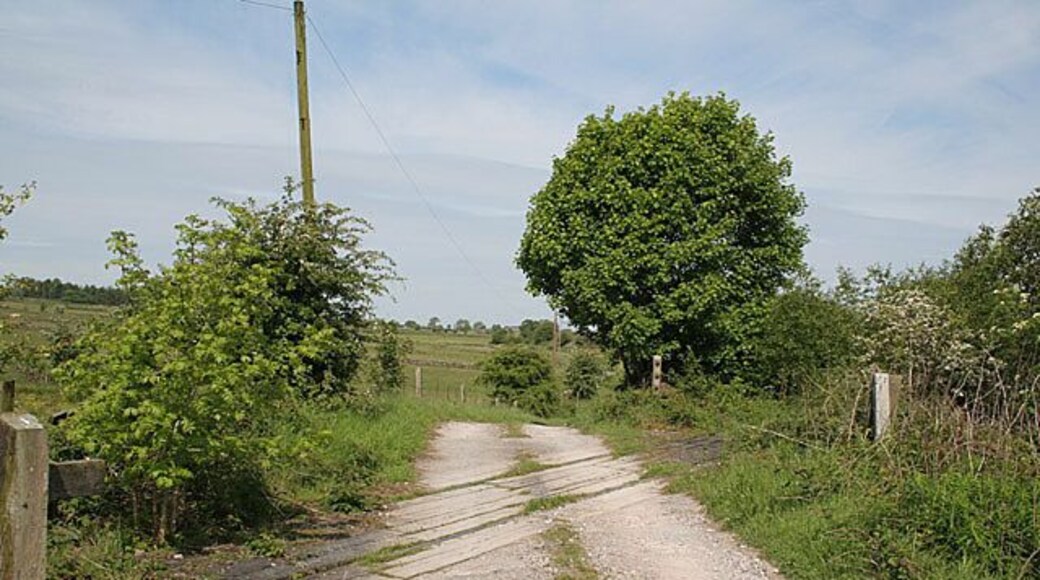 Railway crossing near Launds Farm On the disused railway line from Leek to Waterhouses.
