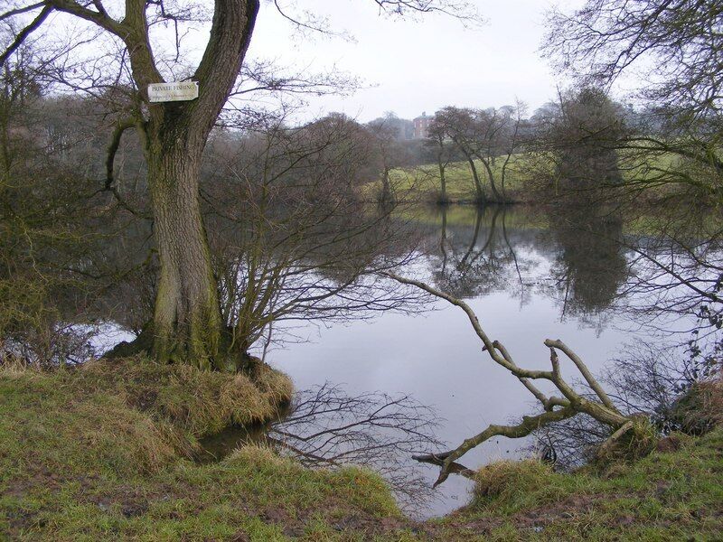 View to the Hall The view over the pool to Barlaston Hall near Wedgwood Visitor Centre.