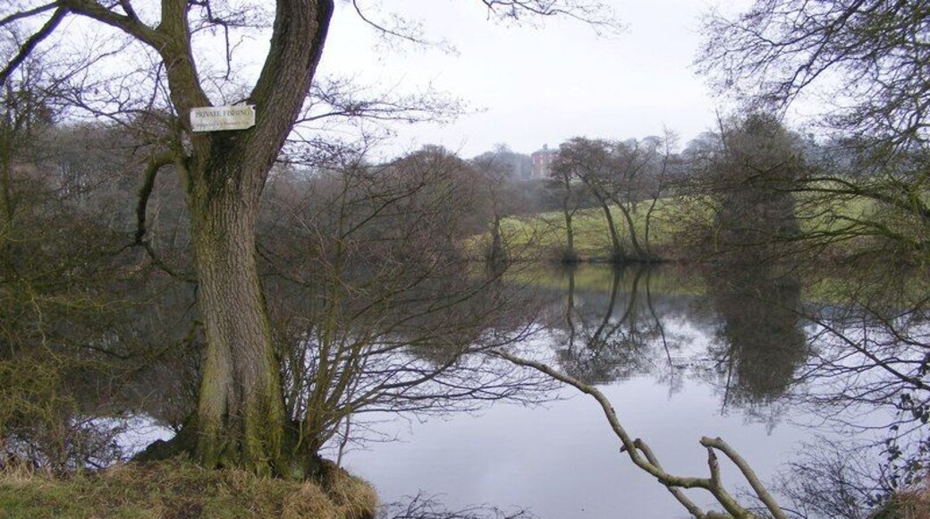View to the Hall The view over the pool to Barlaston Hall near Wedgwood Visitor Centre.