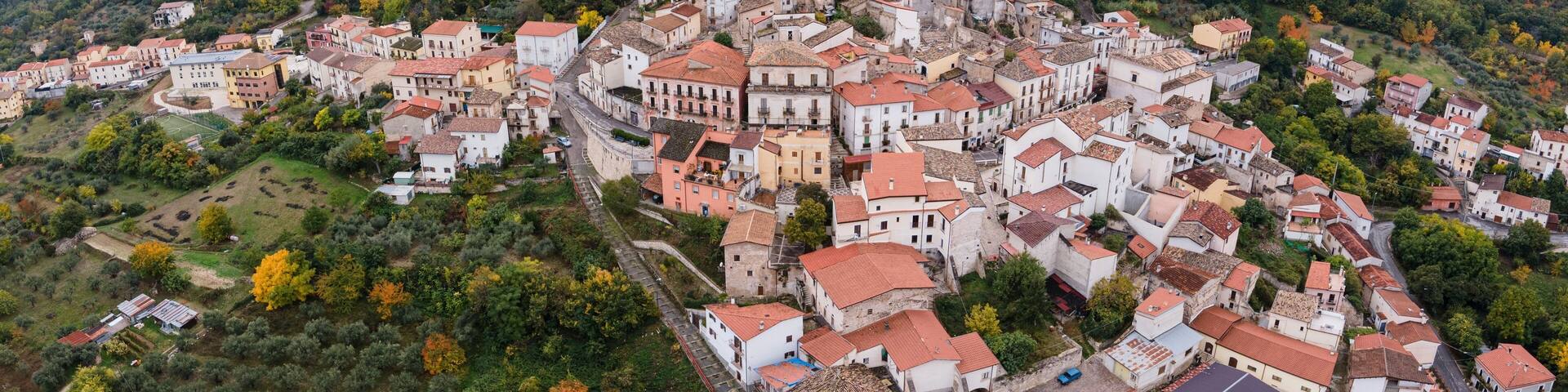 Bugnara village panoramic aerial view