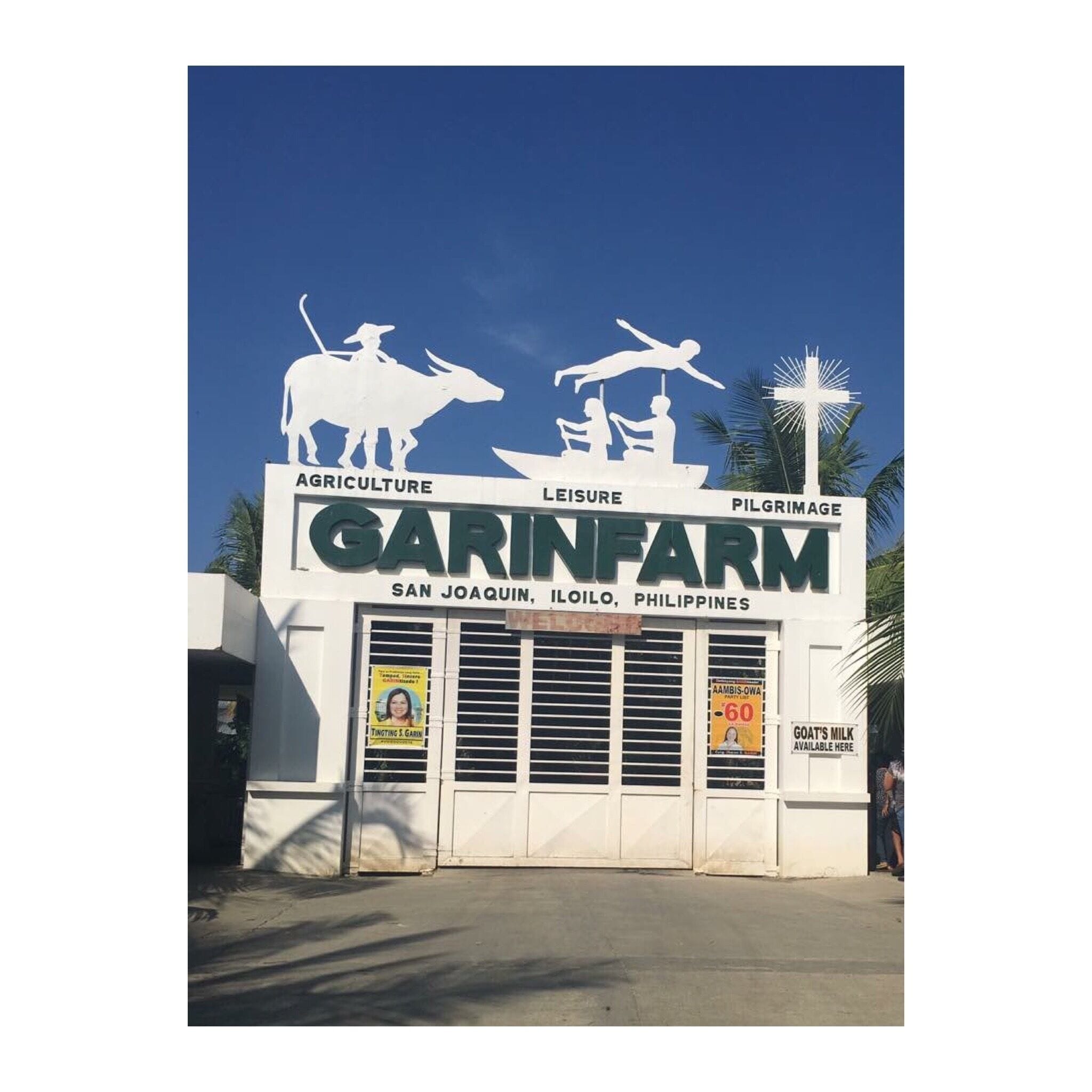 Garin Farm, a 15 hectare privately owned farm resort in Purok 2, Poblacion which showcases agriculture,leisure and pilgrimage theme. Practical and intelligent farming are imparted to the visitors through the agricultural techniques and innovative technologies applied in the demo farm. The resort leisure amenities include a swimming pool, a 5,000 sq.m man-made lagoon located on a hilltop, with fishes and lilies which offers fishing, boating and kayaking, and a 300 meters zip- line which goes over the lagoon and through the trees. On the top of the hill sits the 101 Feet Divine Mercy Cross, which can be accessed by a 456 step stairway. Along the stairway are life-size and lifelike statues depicting the Creation, Noah’s Ark, Ten Commandments, and the 9 Major Events of the Life of Jesus Christ.