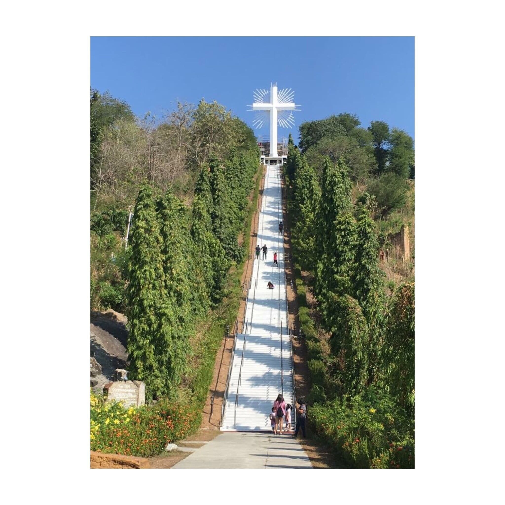 Garin Farm, a 15 hectare privately owned farm resort in Purok 2, Poblacion which showcases agriculture,leisure and pilgrimage theme. Practical and intelligent farming are imparted to the visitors through the agricultural techniques and innovative technologies applied in the demo farm. The resort leisure amenities include a swimming pool, a 5,000 sq.m man-made lagoon located on a hilltop, with fishes and lilies which offers fishing, boating and kayaking, and a 300 meters zip- line which goes over the lagoon and through the trees. On the top of the hill sits the 101 Feet Divine Mercy Cross, which can be accessed by a 456 step stairway. Along the stairway are life-size and lifelike statues depicting the Creation, Noah’s Ark, Ten Commandments, and the 9 Major Events of the Life of Jesus Christ.