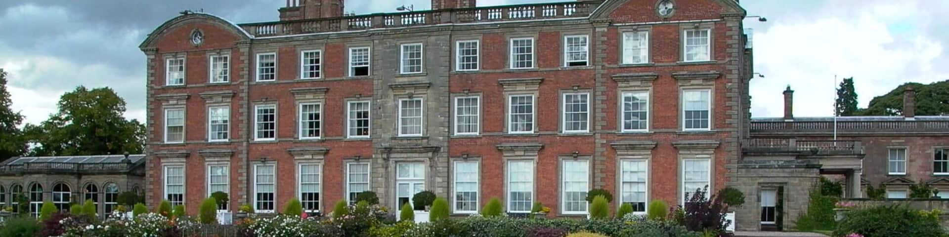 Weston Park, Weston-under-Lizard, Shropshire TF11 8LE Southern facade of Weston House, set in 1,000 acres of Capability Brown parkland.