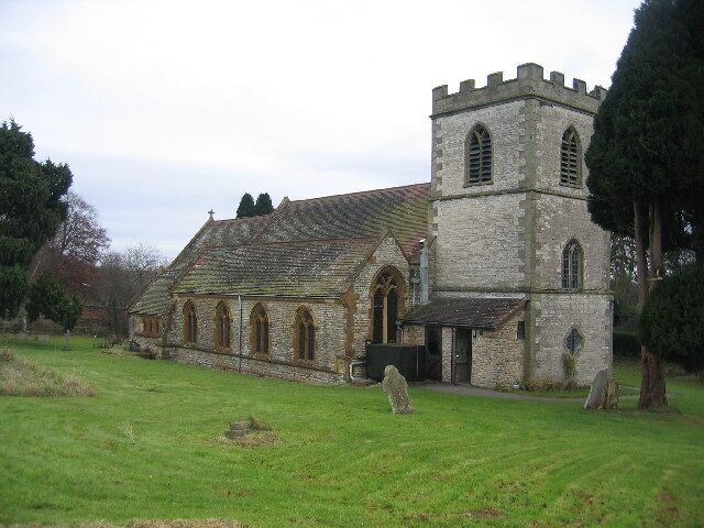 Lighthorne - St Lawrence's Church. The church is on the southern edge of this square, with this view looking SE from the corner of the churchyard.
