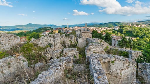 Gessopalena (Abruzzo, Italy) - In the Gessopalena town there is a public archeological site of the old medieval village in gypsum stone, now destroyed, with the suggestive view of Majella mountains.