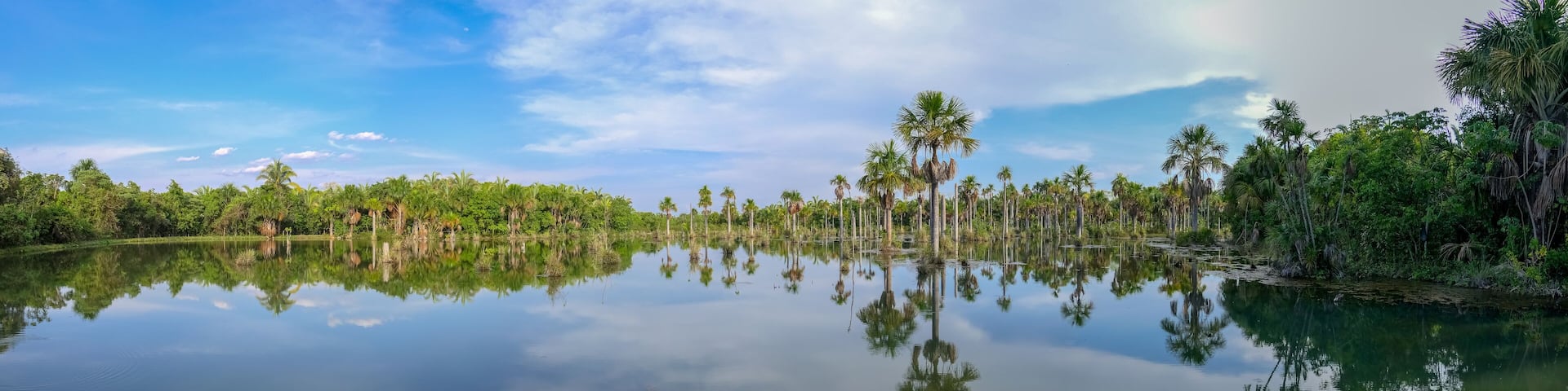 Panorama of beautiful Lagoa das Araras at sunset time, Bom Jardim, Mato Grosso, Brazil