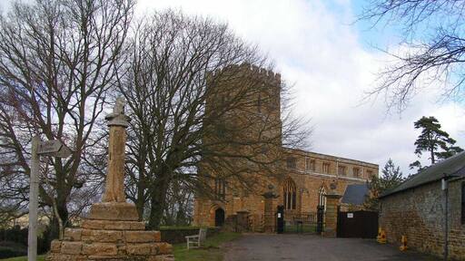 Great Brington Cross and Church.