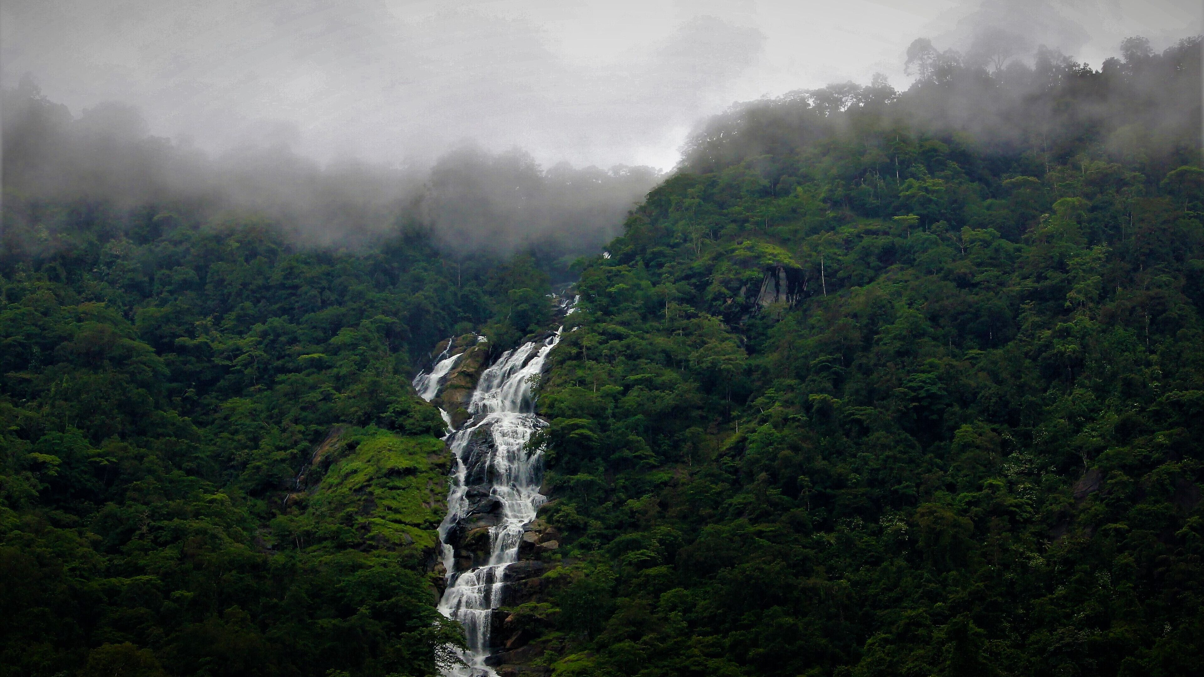 Beautiful waterfalls visible from the Mahatma Gandhi Jog Falls Power House at Shimoga, Karnataka state, India.