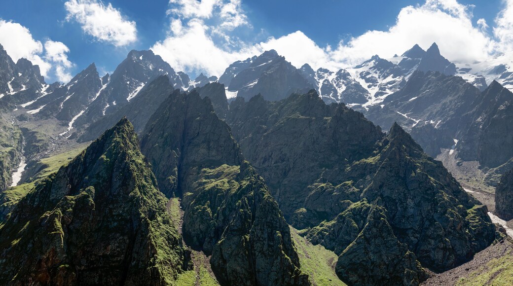 Caucasian mountain landscape on a summer day. The Tsey Gorge. Republic of North Ossetia — Alania, Alagirsky district, Russia