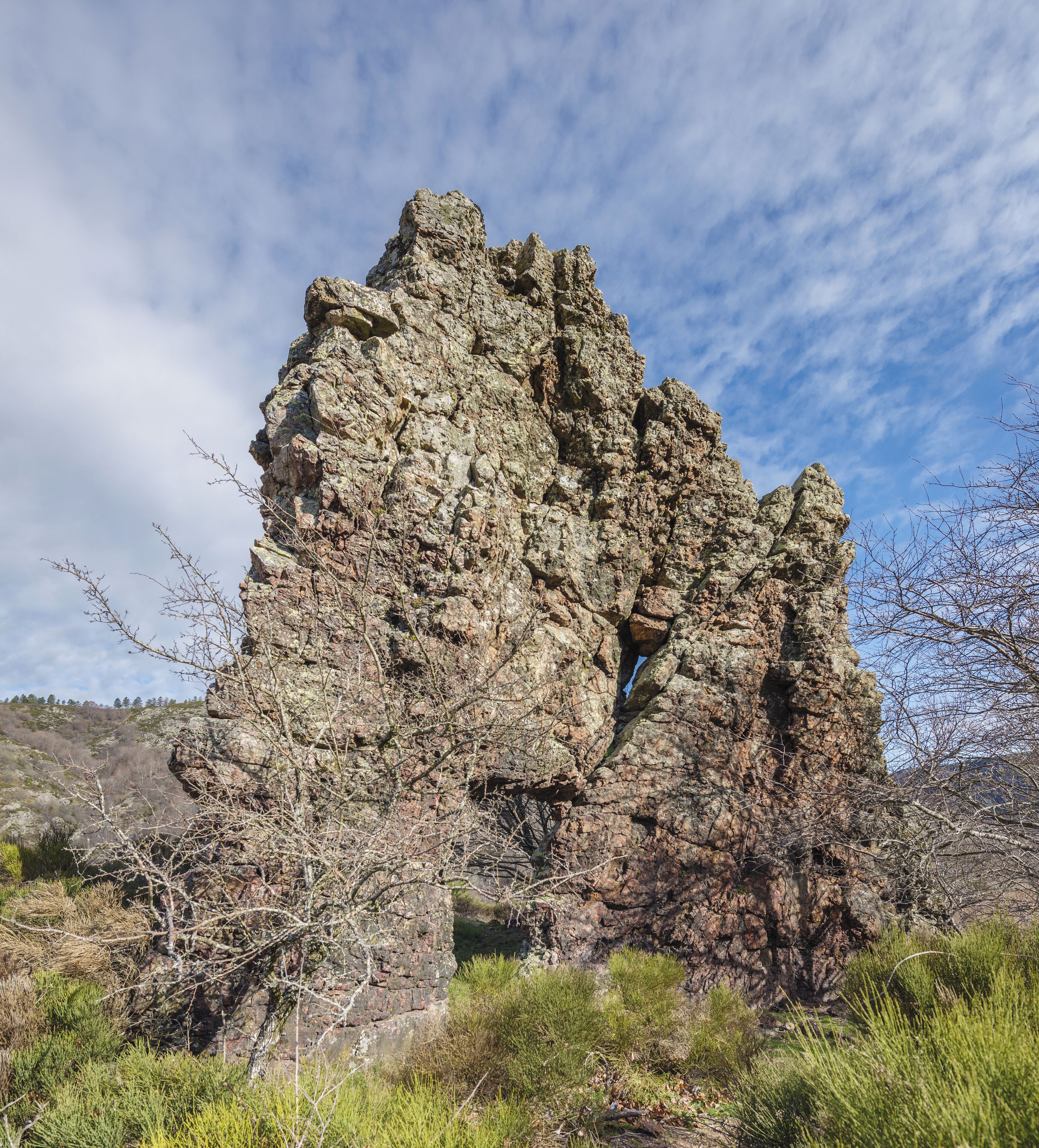 A rock with a door. Haut-Languedoc Regional Natural Park, commune of Rosis, Hérault, France