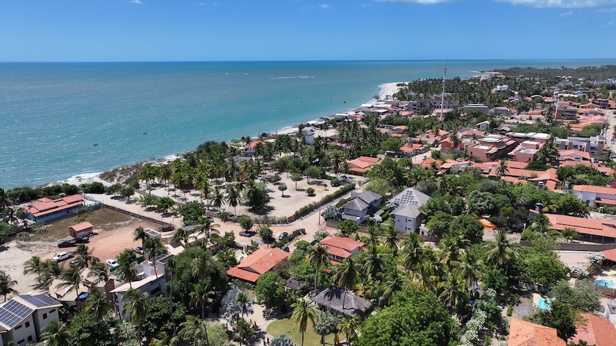 Barra Grande Village At Cajueiro Da Praia In Piaui Brazil. Beach Skyline. Nature Landscape. Summer Travel. Barra Grande Village At Cajueiro Da Praia In Piaui Brazil. Tropical Scenery.
