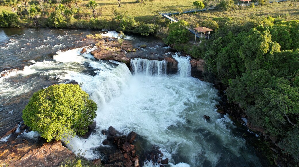 Aerial view of the Velha Waterfall in the Jalapao desert of Tocantins, Brazil.