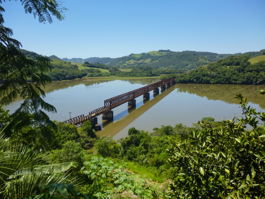 Panoramic view of bridge of the north-south railroad over the river Uruguay in the municipality of Marcelino Ramos, Rio Grande do Sul, Brazil, 2019.; Shutterstock ID 1346710433; Purchase Order: -