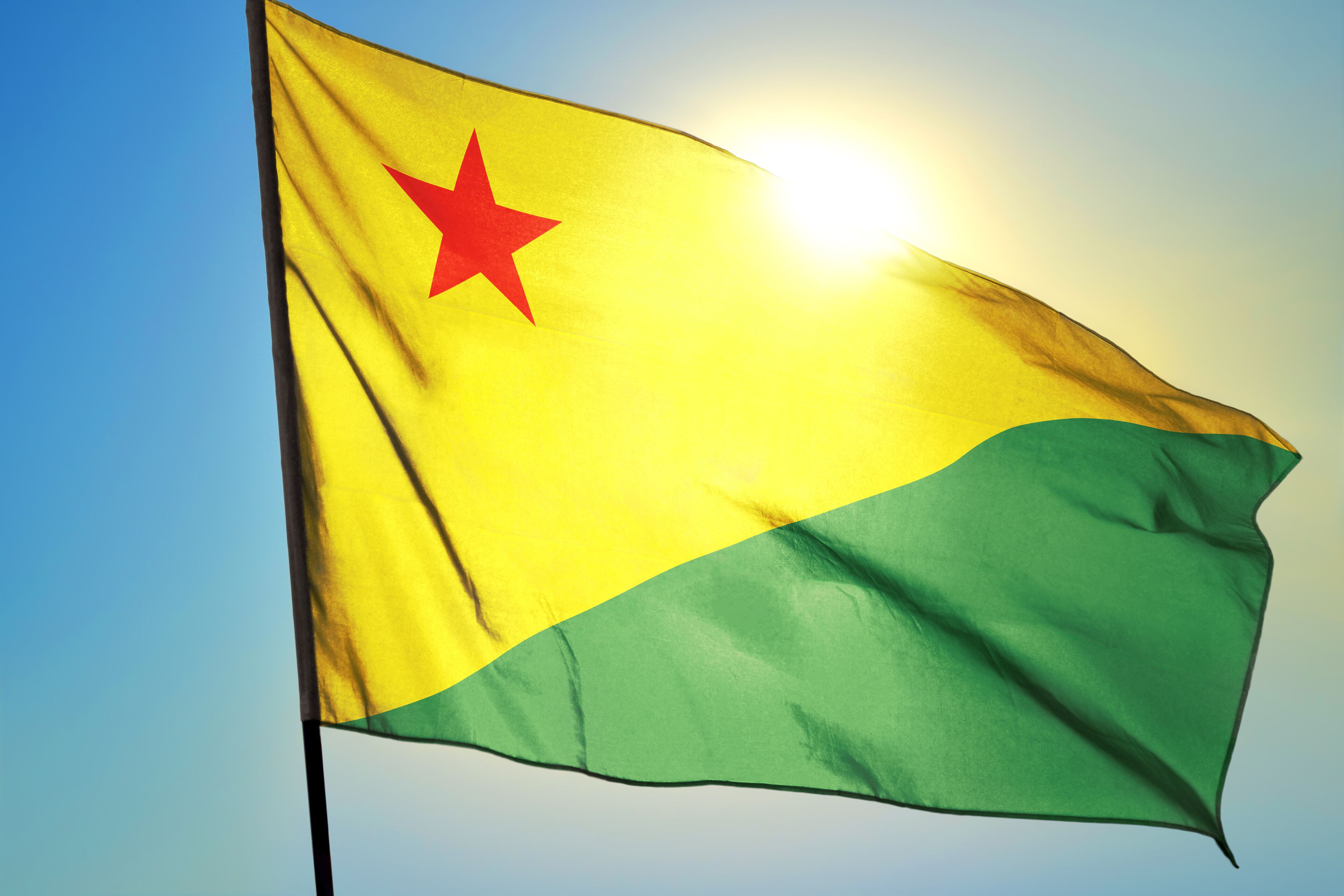 Acre state of Brazil flag waving on the wind