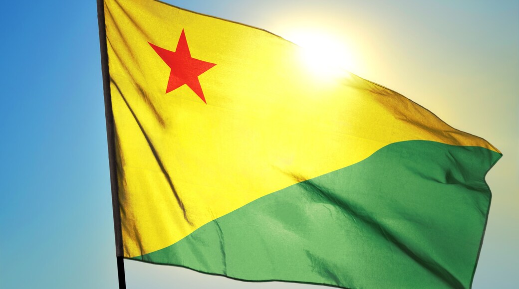 Acre state of Brazil flag waving on the wind