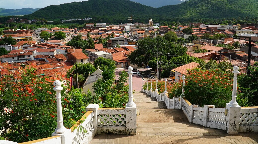 Panoramic view of the historic town of Redencao in the state of Ceara, Brazil. The city in the interior of Brazil has many religious landmarks.