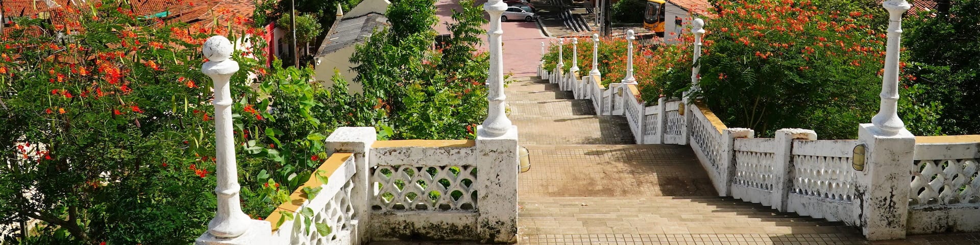 Panoramic view of the historic town of Redencao in the state of Ceara, Brazil. The city in the interior of Brazil has many religious landmarks.