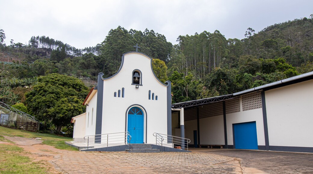 Rural Church of São Floreano in Iracê, Domingos Martins, Espírito Santo, Brazil, on a Cloudy Day