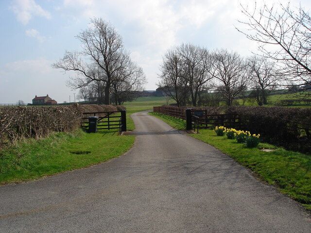 Entrance to Stripe House Farm The entrance gate to Stripe House Farm, south of East Cowton.