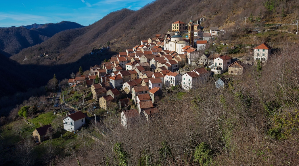 Over view of the village of Pentema in the inland of Genoa, Italy