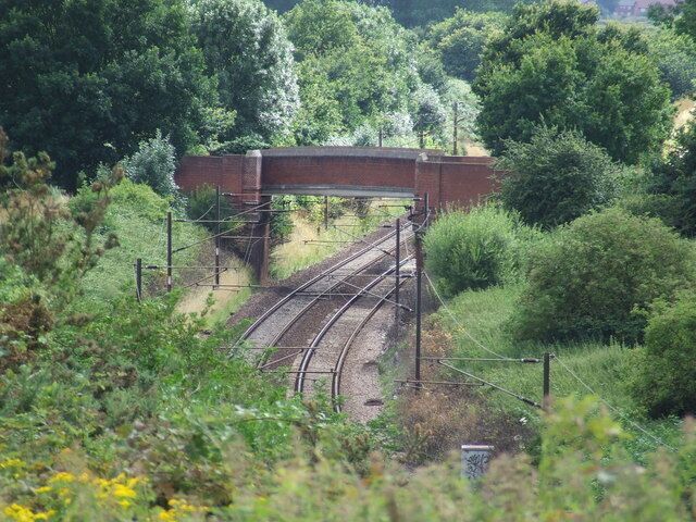Railway Bridge. Railway bridge crossing the Great Eastern Main Line (London to Norwich) for access to Brantham Hall farm near to Brantham, Suffolk.