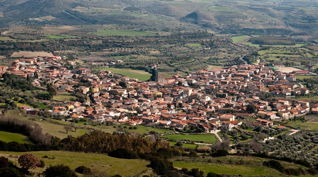 Sardinia, Italy: view of Gesturi town from the Giara
