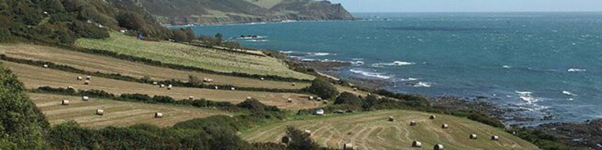 Chivelstone: towards Lannacombe Bay 2 Overlooking raised beaches, now arable fields