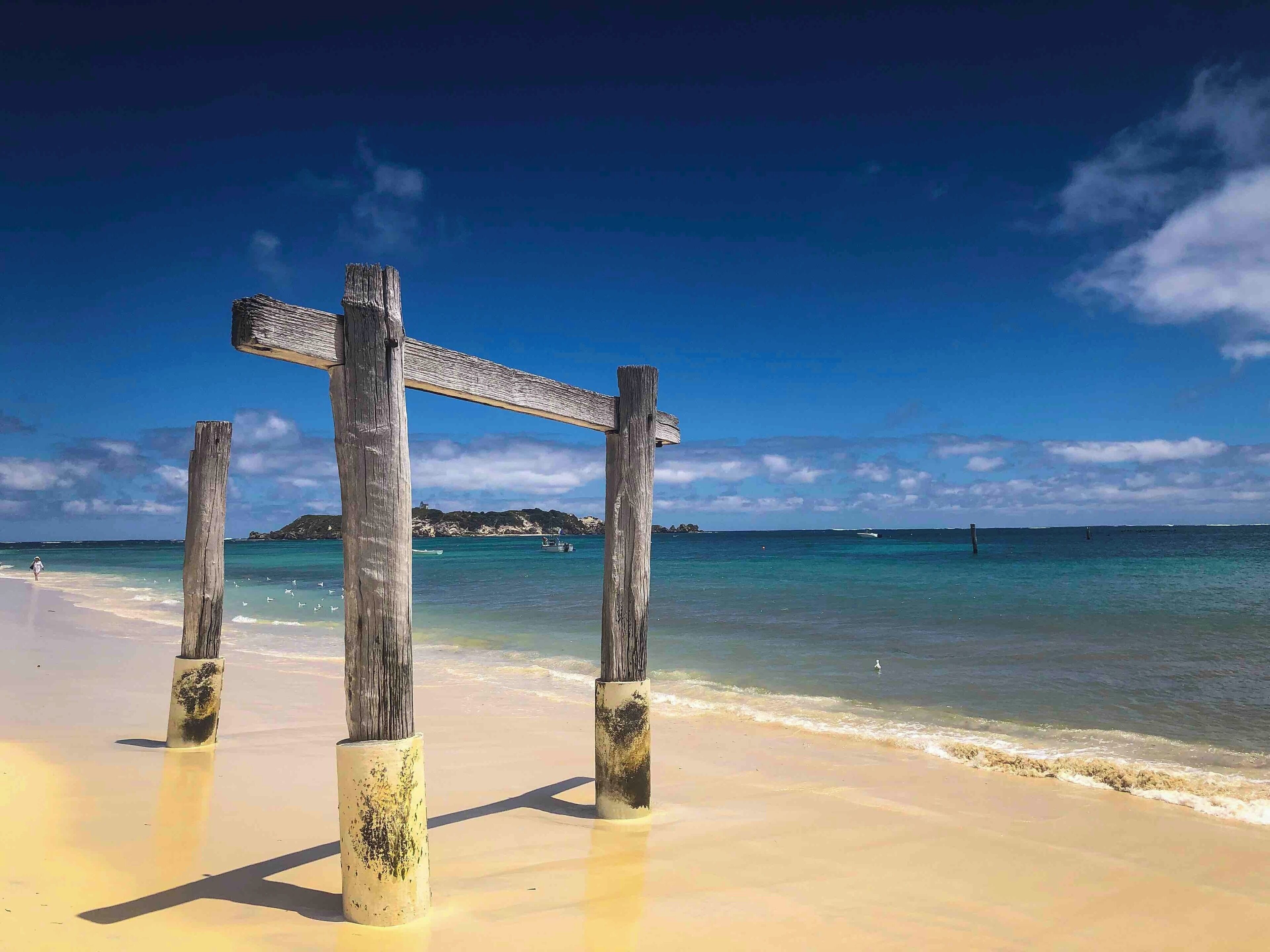 A lovely beach on the South West Coast of Australia.  If you are lucky you will spot some Manta Rays coming right up to the edge of the beach.