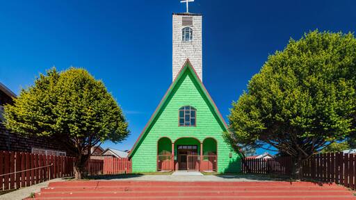 Wooden church listed in UNESCO, Curaco de Velez village, Isla Quinchao island, Chile