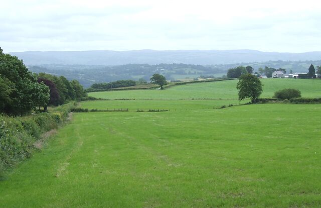 Farmland towards Llangeitho, Ceredigion The hills of the Elenydd beyond the Teifi valley, beyond Tregaron and Llanddewi-Brefi dominate the skyline.