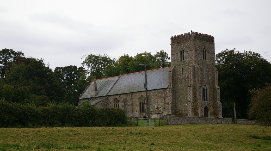 All Saints, Shouldham Apparently, the field this photo was taken from has some interesting earthworks in it. I failed to notice them.