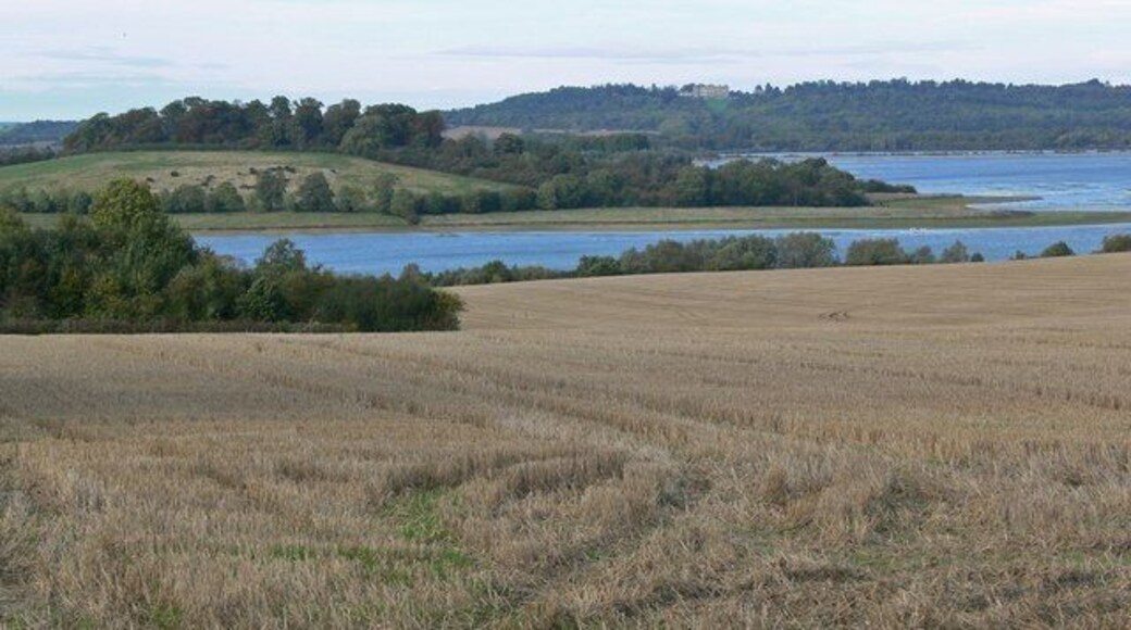 Lax Hill and Rutland Water Looking north from Lyndon Road.