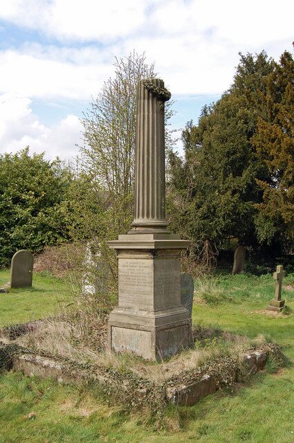 Memorial, St. Mary's Church, Elloughton, East Riding of Yorkshire, England. This classic Victorian "Broken Column" memorial commemorates Hugh Robert Palmer b. June 14th 1841 d. February 20th 18[5]9.