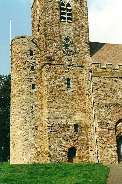 West tower of All Saints' parish church, Brixworth, Northamptonshire, seen from the south
