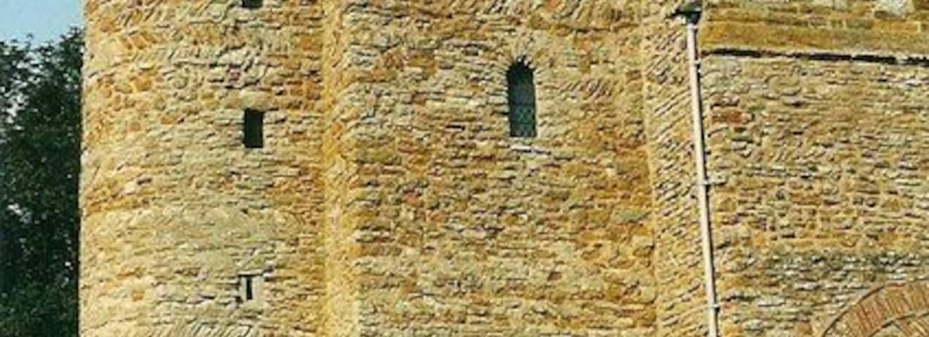 West tower of All Saints' parish church, Brixworth, Northamptonshire, seen from the south